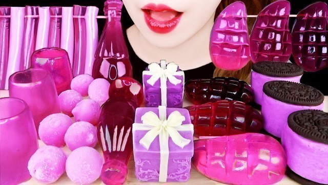 'ASMR PURPLE FOOD *GIFT BOX, MANGO JELLY, COKE JELLY, CHUBBY OREO 보라색 먹방 EATING SOUNDS MUKBANG 咀嚼音'