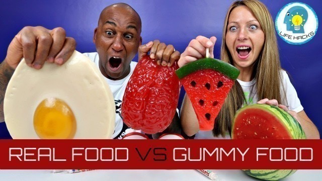 'Real Food VS Gummy Food! | Gross Giant Candy Challenge Best Chef Edition Mommy VS Daddy | Life Hacks'