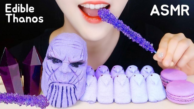 'PURPLE FOOD ASMR EDIBLE THANOS ASMR ROCK CANDY, PEEPS, MACARON, JELLY ASMR NO TALKING'