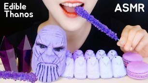 'PURPLE FOOD ASMR EDIBLE THANOS ASMR ROCK CANDY, PEEPS, MACARON, JELLY ASMR NO TALKING'