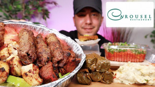 'LEBANESE FOOD MUKBANG | SHISH TAWOOK + LULA KEBAB + CHI-KOFTE + SOUJUK | CAROUSEL RESTAURANT'