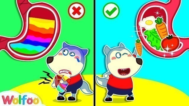 'No No Snacks, Wolfoo! Your Stomach Is Full of Rainbow Water - Learn Healthy Habits | Wolfoo Channel'