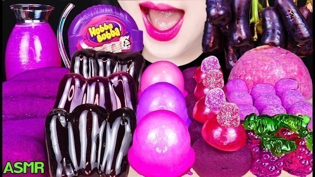 'ASMR PURPLE FOODS *SAPPHIRE GRAPES TANGHULU, HUBBA BUBBA BUBBLE GUM 사파이어 포도 탕후루, 후바부바 풍선껌 먹방'