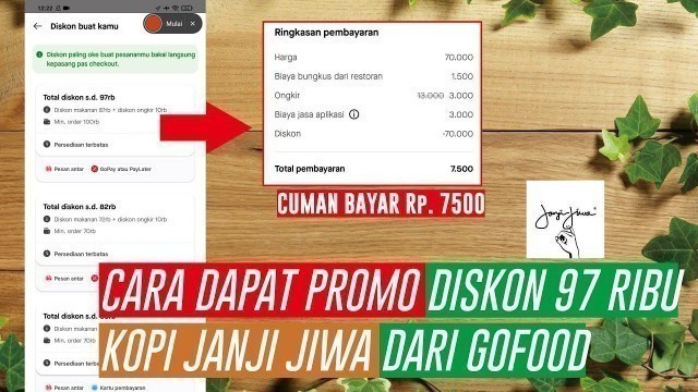 'CARA DAPAT \'PROMO DISKON KOPI JANJI JIWA 97 RIBU DARI GOFOOD\' (Min.100 Ribu) | Janji Jiwa Gofood'