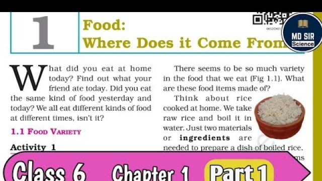 'Class 6 Science Chapter 1 | Food: Where Does it Come From | Explanation in Hindi | NCERT | MD Sir'