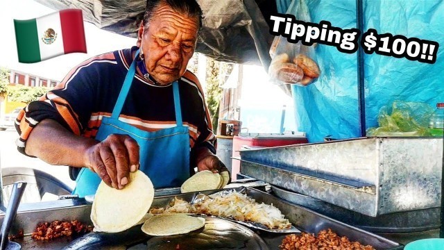 'Mexican Street Food TACOS!! - Tipping $100 Dollars From SUBSCRIBERS To Hardworking TAQUERO'