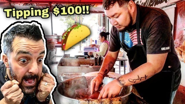 'Gas Station STREET TACOS In Mexico - FANTASTIC Mexican Street Food - Tipping $100 Dollars From SUBS!'