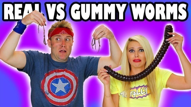 'Real vs Gummy Challenge with Worms, Alligator and Giant Candy. Totally TV'