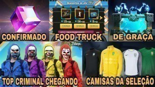 'NOVIDADES FREE FIRE - CUBO MAGICO, INCUBADORA TOP CRIMINAL, EVENTO FOOD TRUCK, NOVAS SKINS'