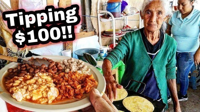 'BEST Mexican Street Breakfast - ALMUERZO Mexicano \"De Rancho\"  - Tipping $100 Dollars At The End'