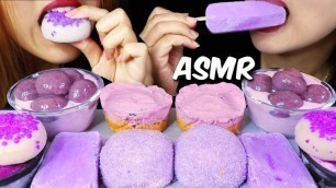 'ASMR PURPLE ICE CREAM, SNOBALLS, MOCHI, CHEESECAKE 아이스크림 리얼사운드 먹방 | Kim&Liz ASMR'