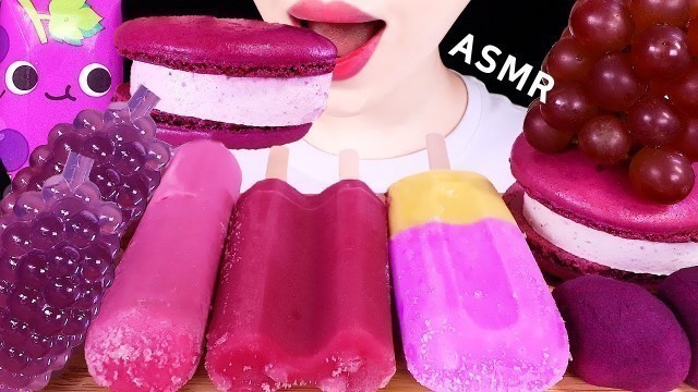 'ASMR PURPLE FOOD, ICE CREAM, RICE CAKE, MACARON, TikToK JELLY 보라색 디저트 먹방 EATING SOUNDS MUKBANG'