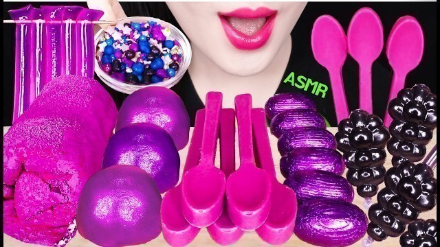 'ASMR PURPLE DESSERT *EDIBLE TOWEL, GRAPE RICE CAKE, EDIBLE SPOON 먹는 수건, 먹는 숟가락 먹방 EATING SOUNDS'