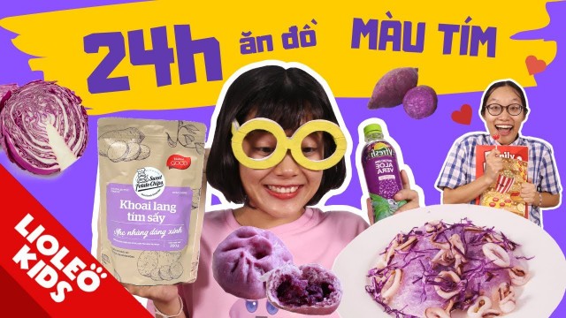 'Thử thách 24h SỐNG BẰNG ĐỒ ĂN MÀU TÍM?? - Purple food'