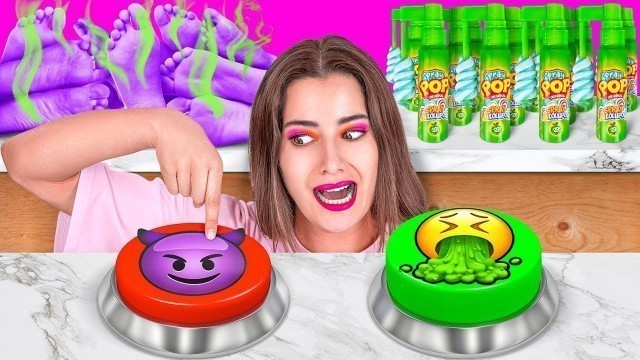 'MYSTERY ITEM PURPLE VS GREEN || Food Challenge!  Last To Stop Eating Wins by 123 GO! CHALLENGE'