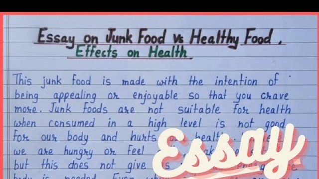 'Essay on Junk food vs Healthy food // English Essay // Essay Writing// Content Writer ✍️'