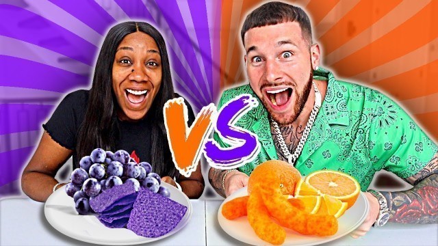 'Purple Food VS Orange Food Challenge | FamousTubeFamily'