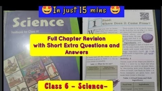 'Class 6-Science- Chapter 1-Food: where does it come from- Revision - Extra Short Questions - NCERT'