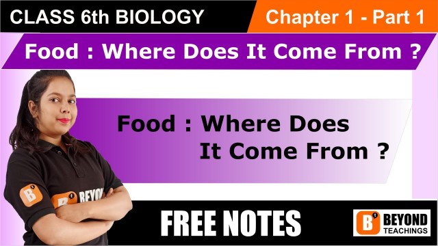 'Food  Where Does It Come From? Class 6th Biology Part 1'